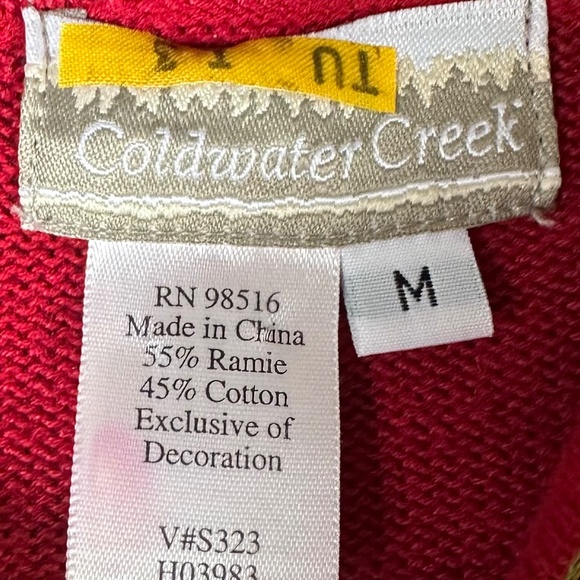 Coldwater Creek Cardigan Sweater Sz Medium Floral Embroidered Cottagecore Red - Picture 5 of 5